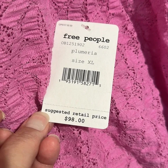 NWT Free People Tea Time Plumeria Boho Cropped Long Puffy Sleeve Shirt Sz XL - Picture 6 of 9